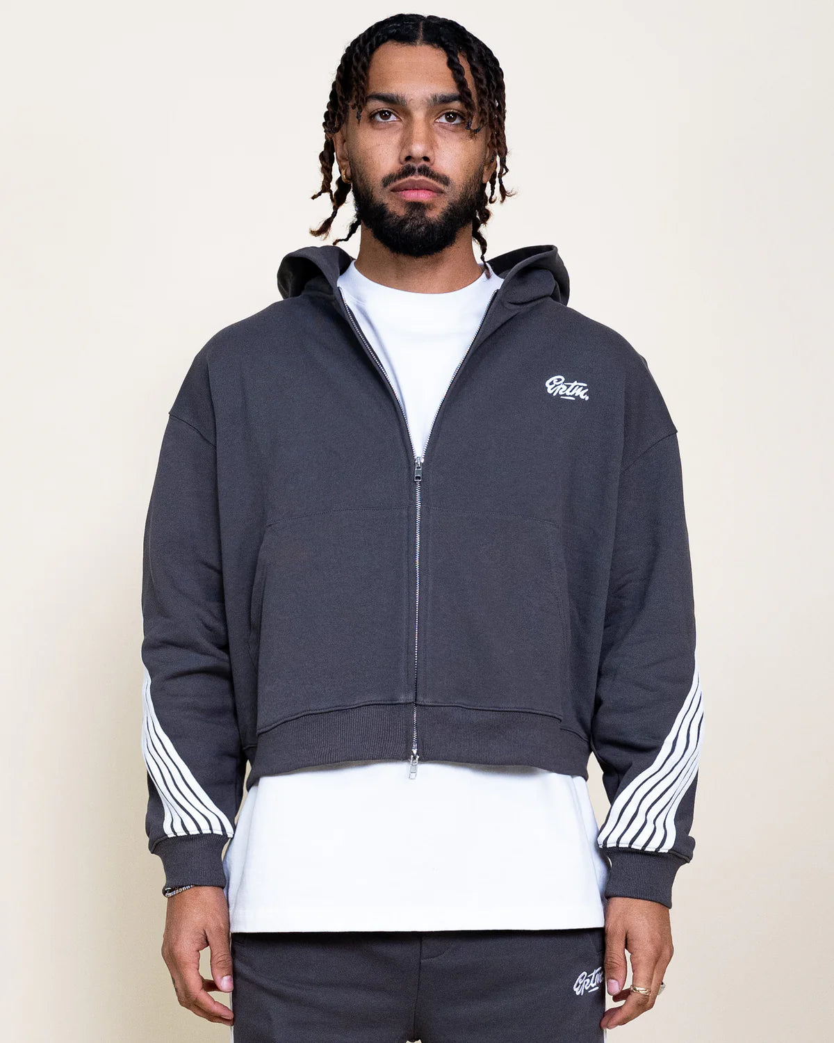 Stripped Zip Up Jacket