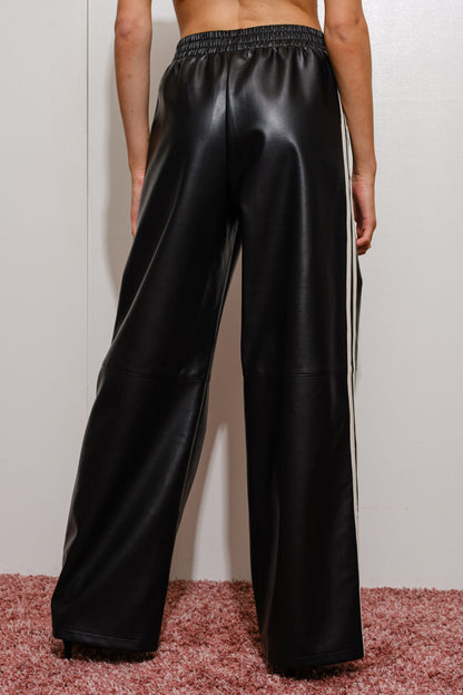 Who is She? Leather Pants with Strip Detail