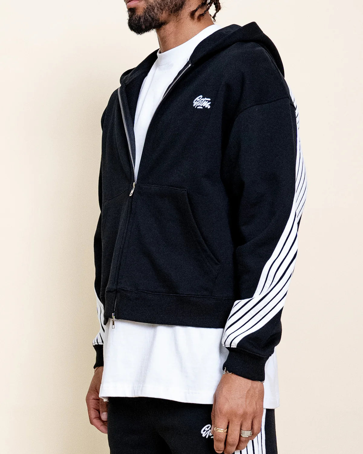 Stripped Zip Up Jacket