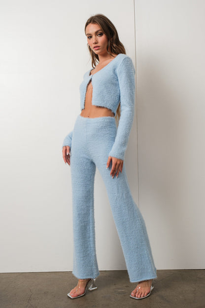 Cozy Day Blue Mohair Flare Sweatpants