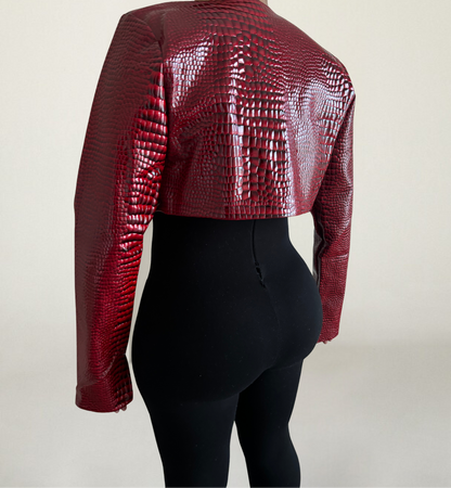 Python Cropped Jacket- Red