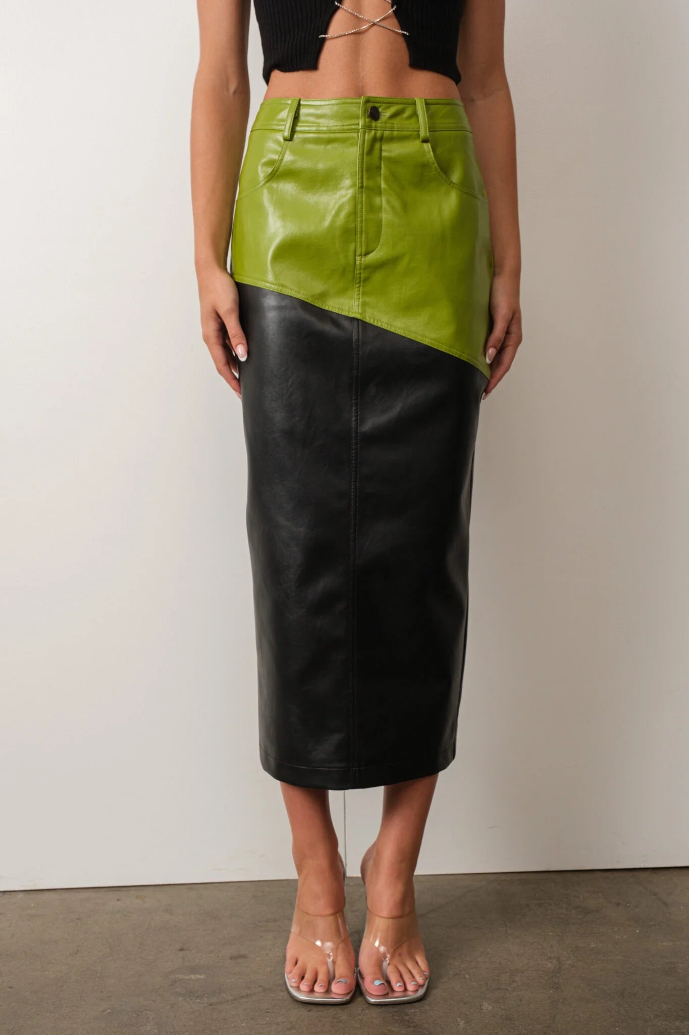 Leather Two Tone Skirt