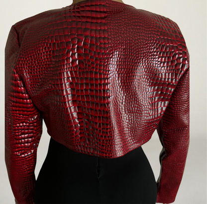 Python Cropped Jacket- Red