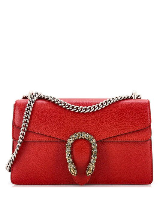 Gucci Calfskin Swarovski Crystal Dionysus Bag in Hibiscus Red