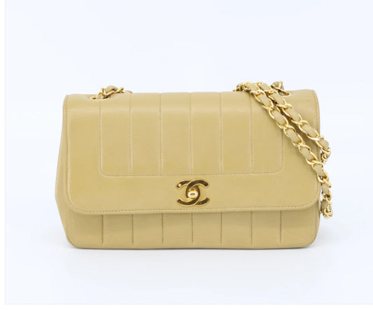 CHANEL CC BEIGE VERTICAL QUILTED MADEMOISELLE SHOULDER BAG