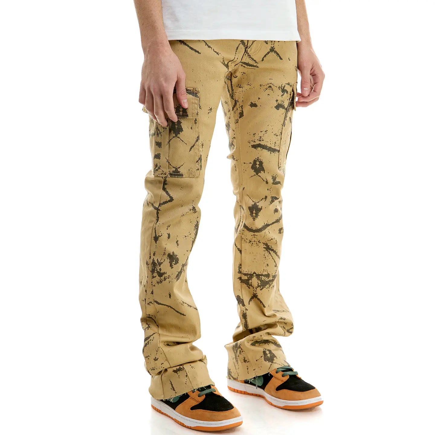 Waxed Cargo Flare Pants