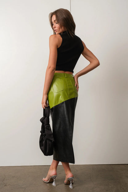 Leather Two Tone Skirt