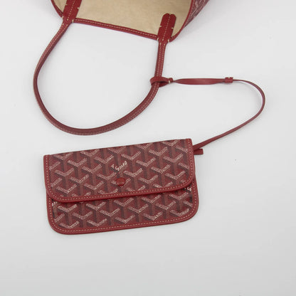 Goyard Red Herringbone Saint Louis PM w/ Pouch