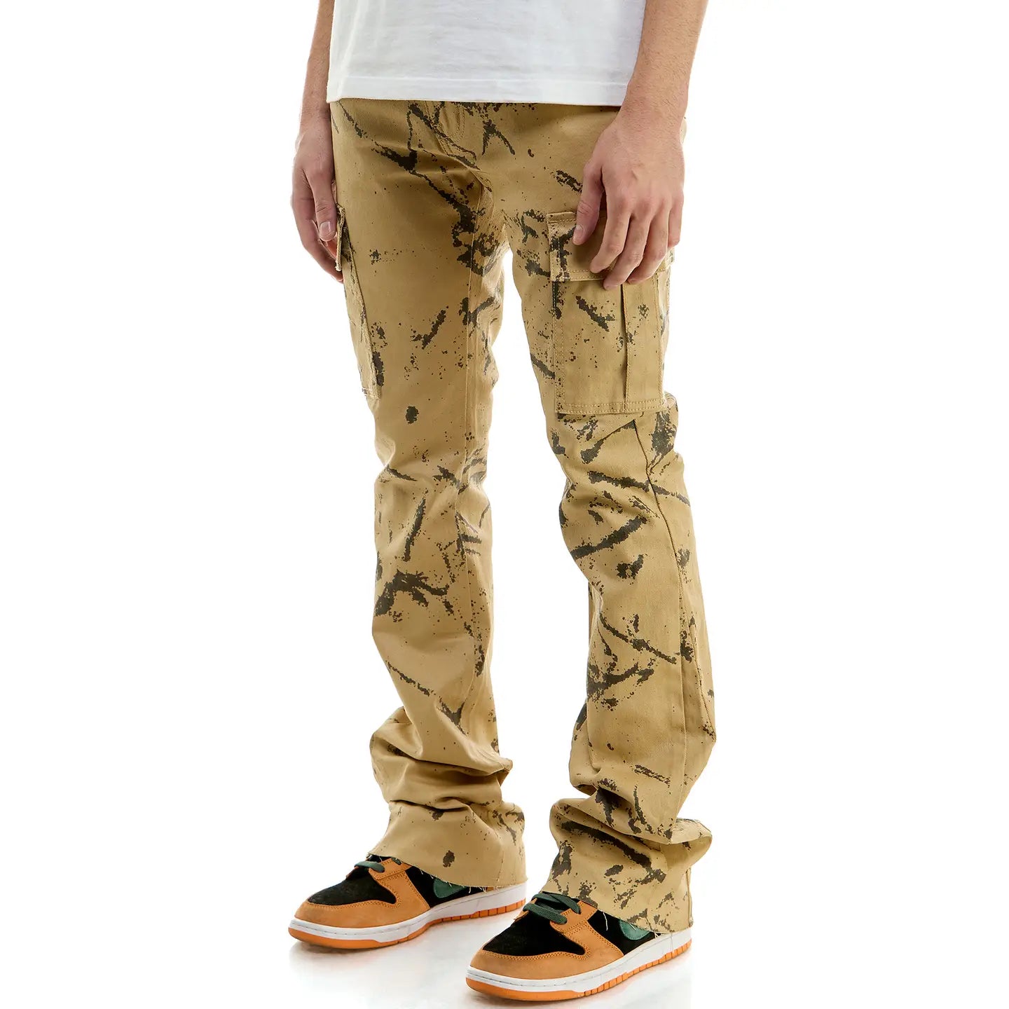 Waxed Cargo Flare Pants