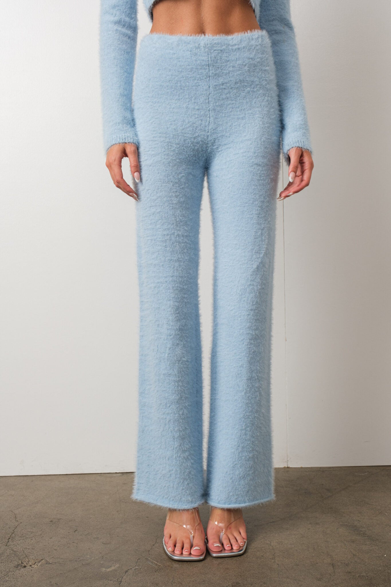 Cozy Day Blue Mohair Flare Sweatpants