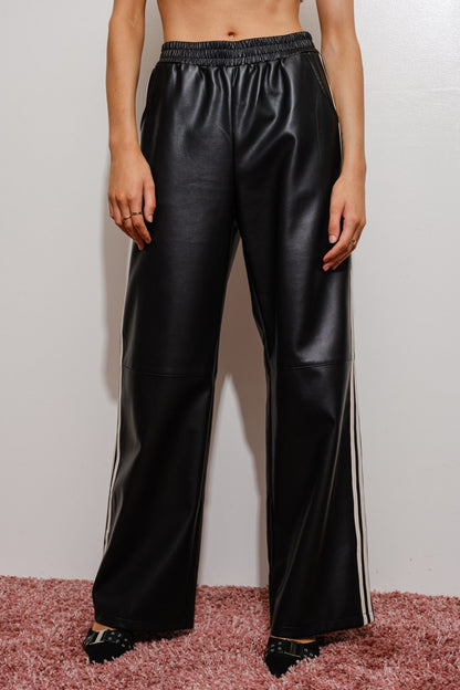 Who is She? Leather Pants with Strip Detail