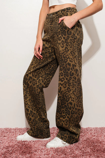 Leopard Denim Pants