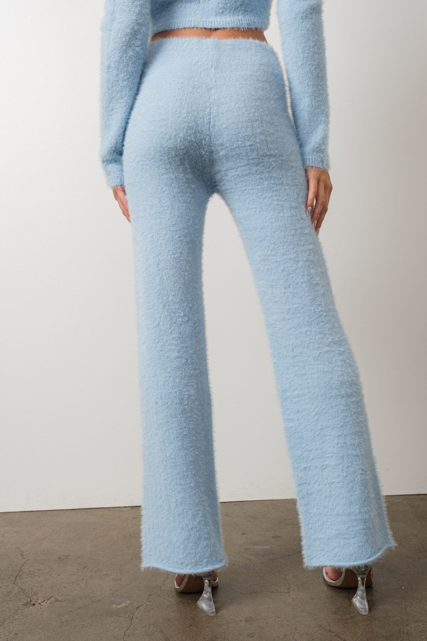 Cozy Day Blue Mohair Flare Sweatpants