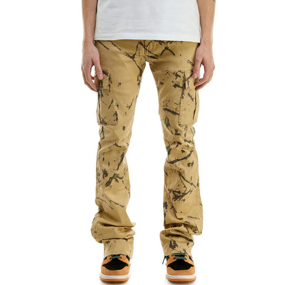 Waxed Cargo Flare Pants