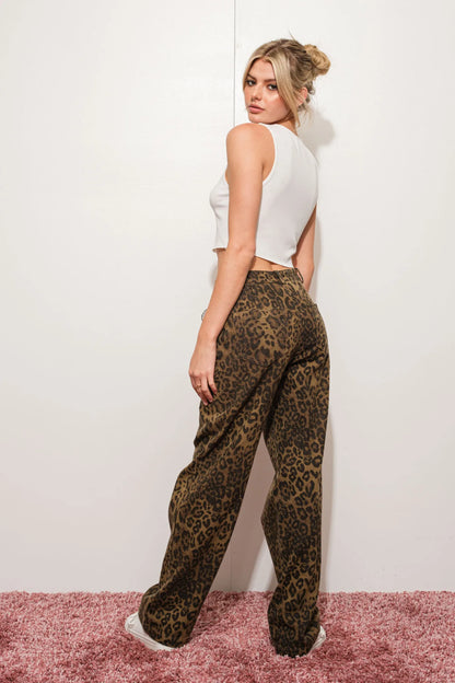 Leopard Denim Pants