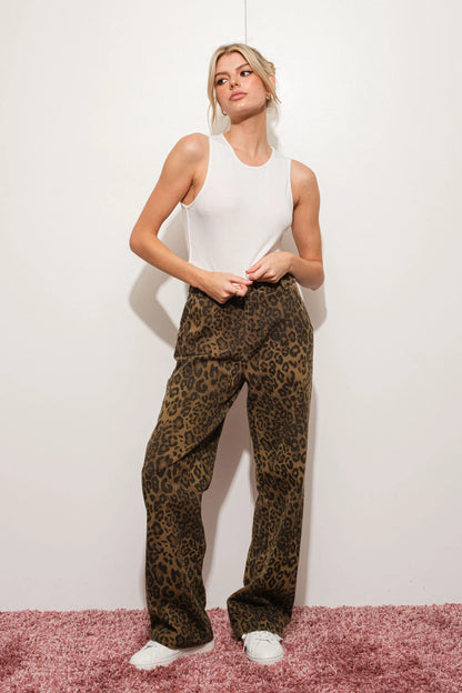 Leopard Denim Pants