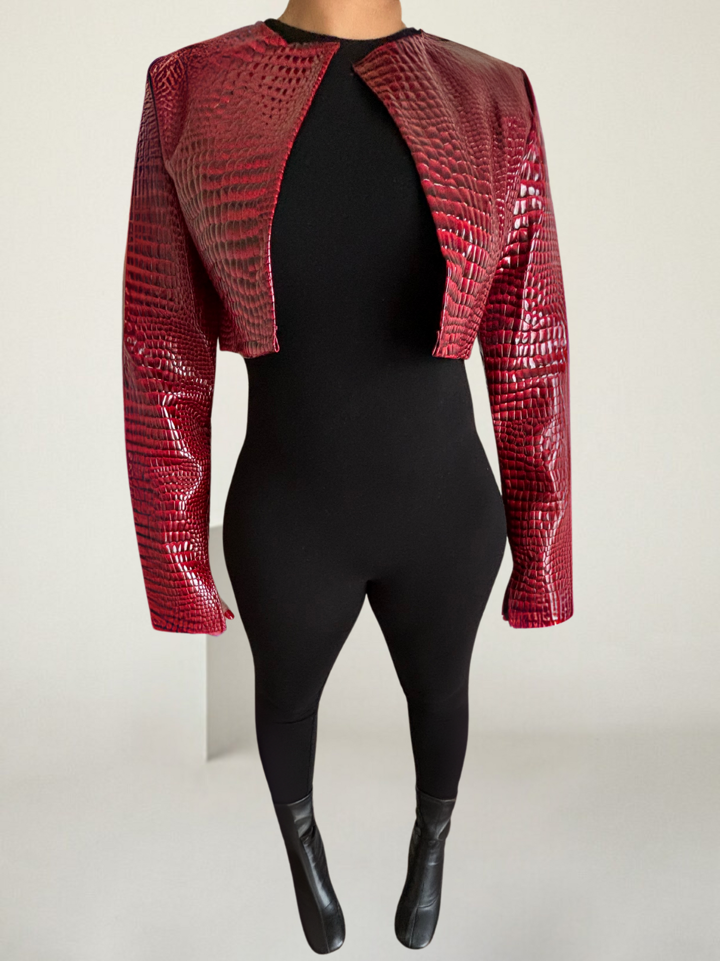 Python Cropped Jacket- Red