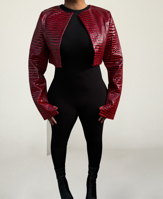 Python Cropped Jacket- Red