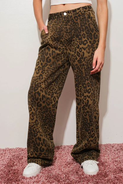 Leopard Denim Pants