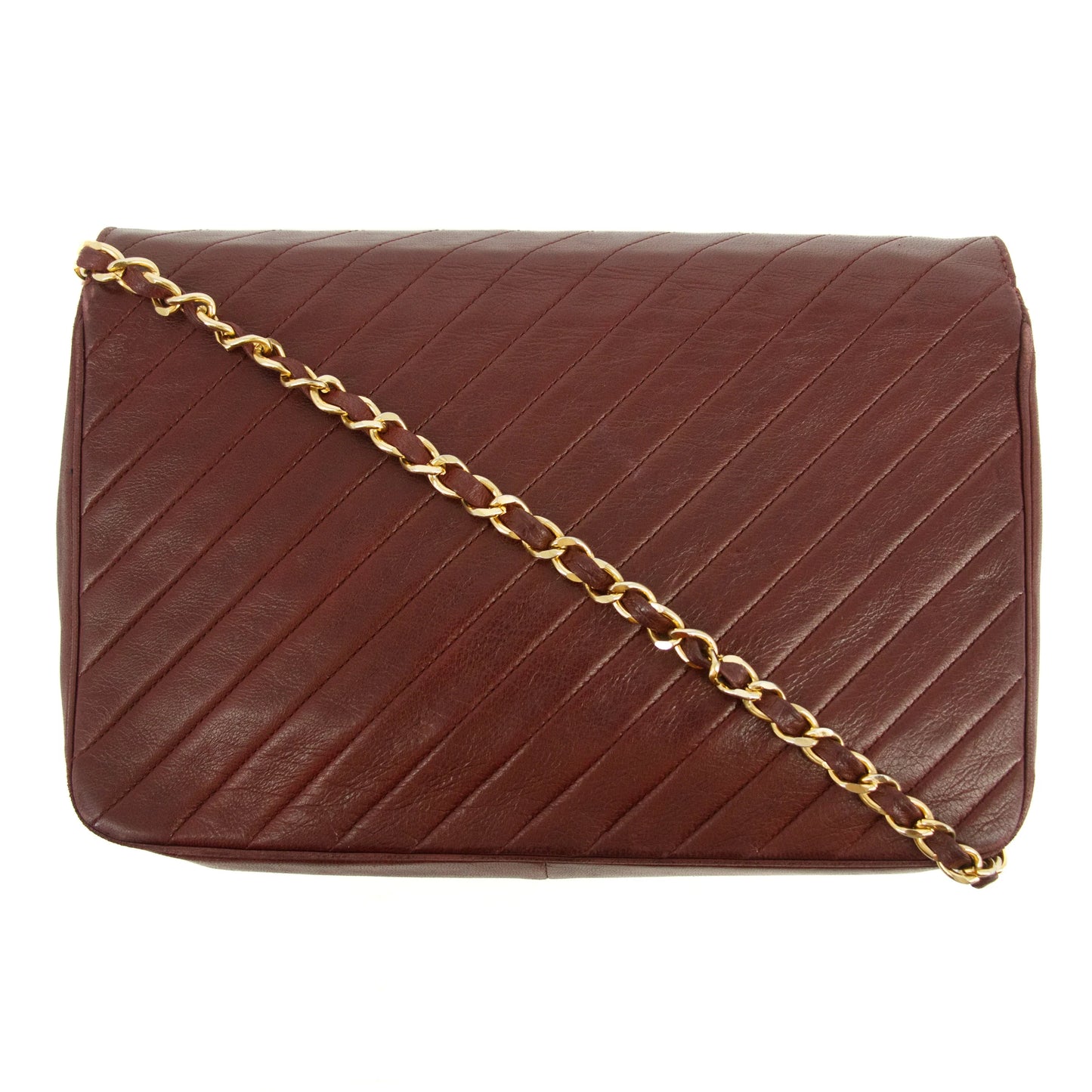 Chanel Lambskin Single Flap Shoulder Bag-Burgundy